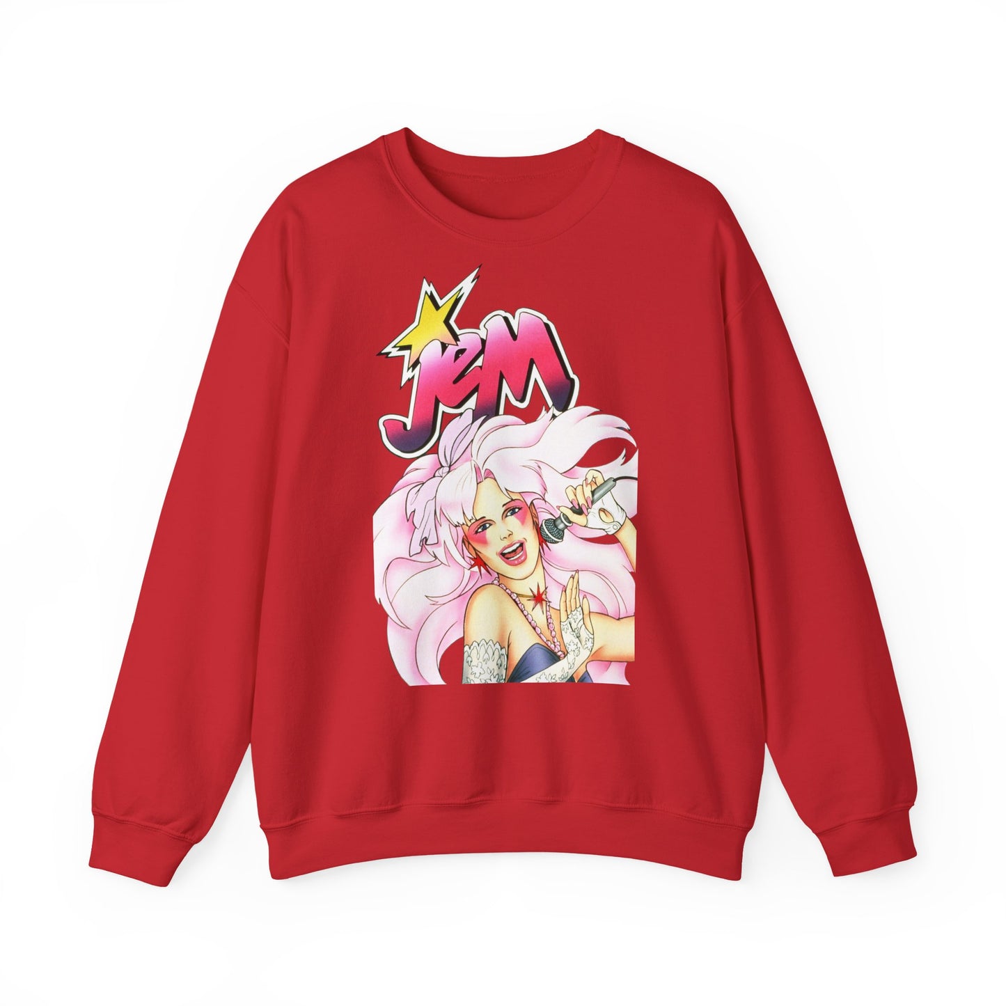 FELPA Jem & The Holograms Graphic Sweatshirt – Retro 80s Pink Cartoon Crewneck