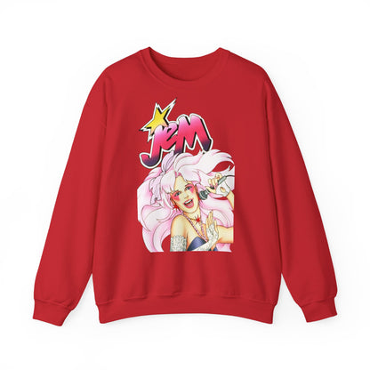 FELPA Jem & The Holograms Graphic Sweatshirt – Retro 80s Pink Cartoon Crewneck