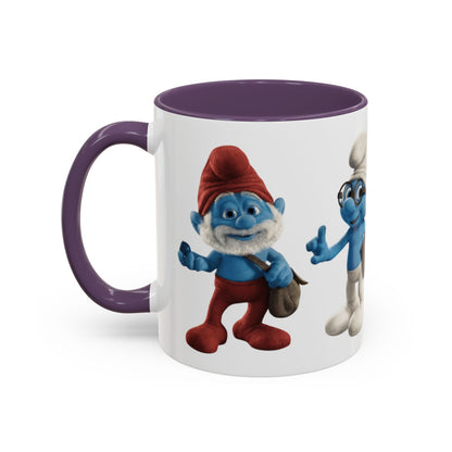 TAZZA PUFFI 3D - Smurf Characters Accent Coffee Mug (11/15oz) — Blue Cartoon Family Coffee Cup