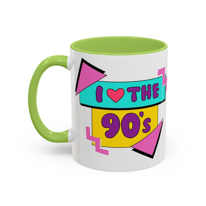 Tazza "I Love The 90s" Accent Coffee Mug — Retro 90s Nostalgia Ceramic Mug