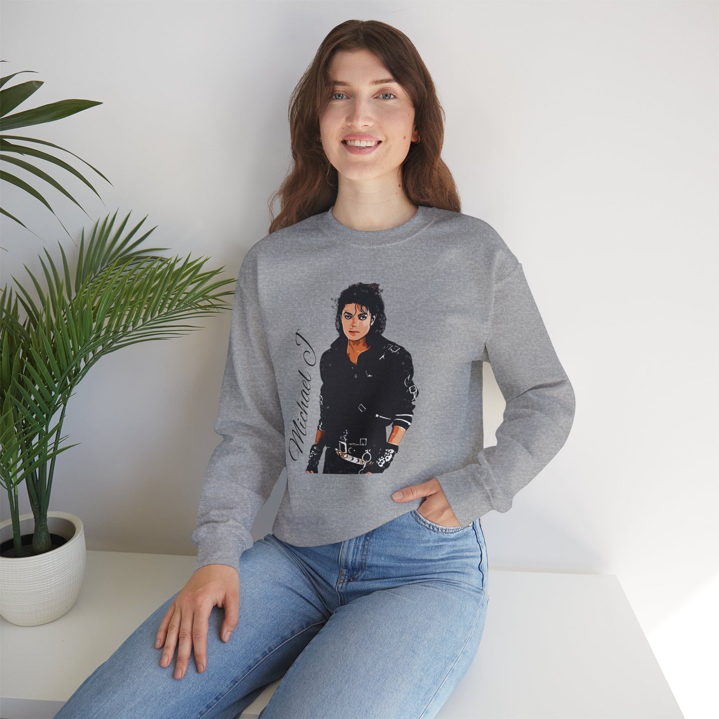 Felpa Michael J - Graphic Crewneck Sweatshirt — Retro Pop Icon Portrait