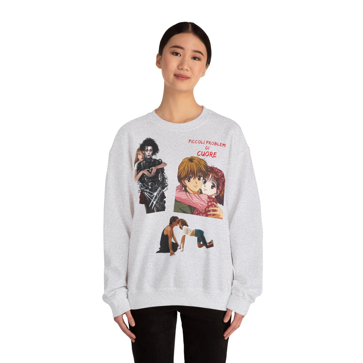 Felpa Unisex anni 90 Anime Collage Crewneck Sweatshirt — Retro Romance & Gothic Art Graphic
