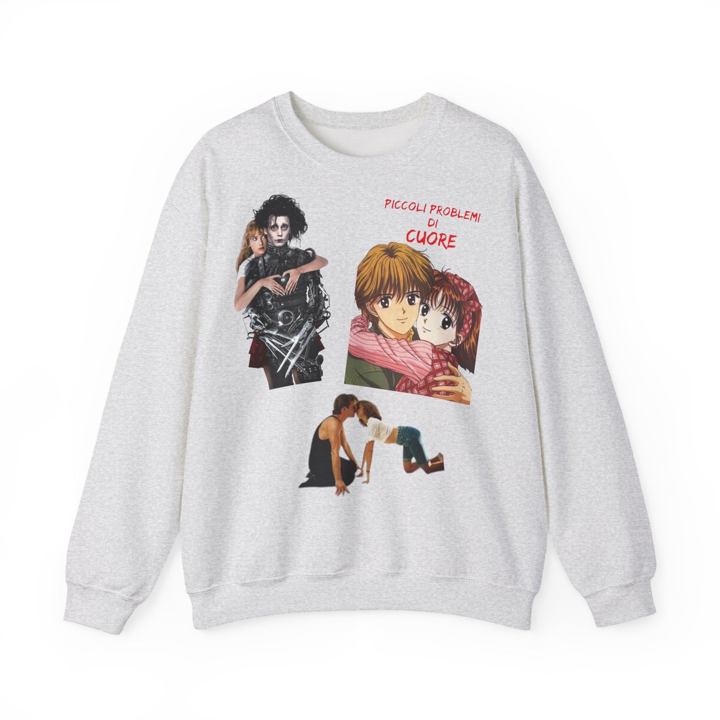 Felpa Unisex anni 90 Anime Collage Crewneck Sweatshirt — Retro Romance & Gothic Art Graphic