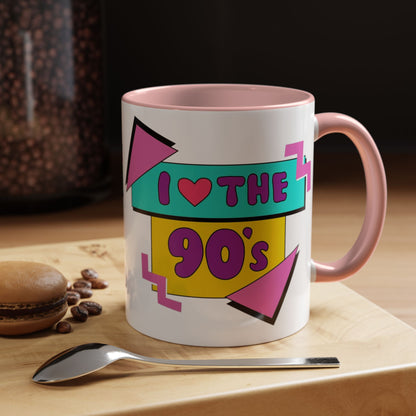 Tazza "I Love The 90s" Accent Coffee Mug — Retro 90s Nostalgia Ceramic Mug