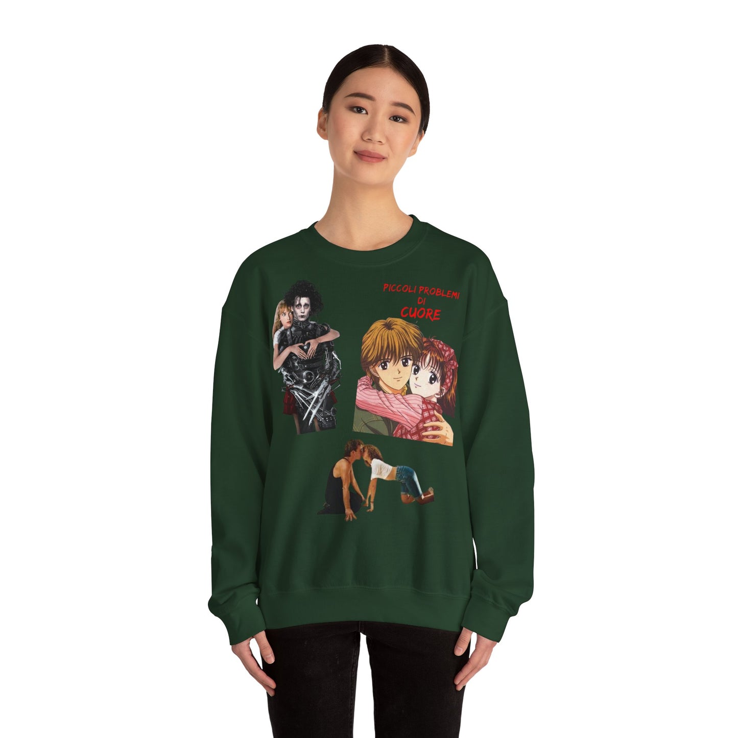 Felpa Unisex anni 90 Anime Collage Crewneck Sweatshirt — Retro Romance & Gothic Art Graphic