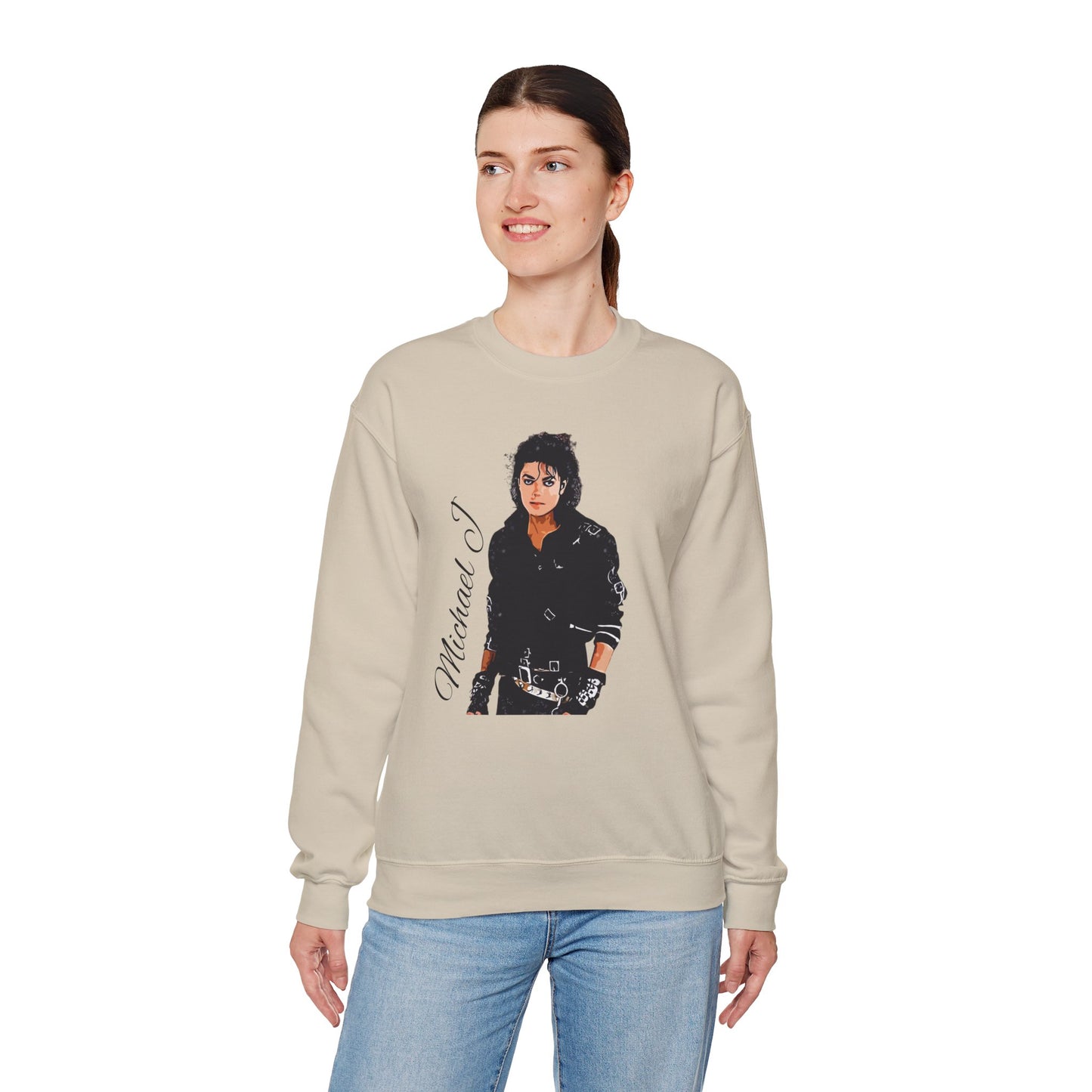 Felpa Michael J - Graphic Crewneck Sweatshirt — Retro Pop Icon Portrait