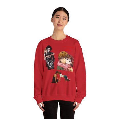 Felpa Unisex anni 90 Anime Collage Crewneck Sweatshirt — Retro Romance & Gothic Art Graphic
