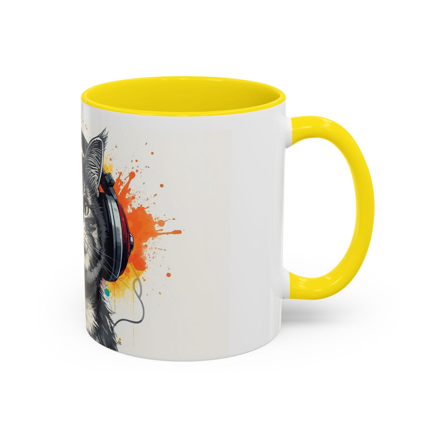 TAZZA Coffee Mug — Colorful Music Kitty Accent Mug (11/15oz)