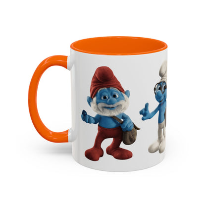 TAZZA PUFFI 3D - Smurf Characters Accent Coffee Mug (11/15oz) — Blue Cartoon Family Coffee Cup