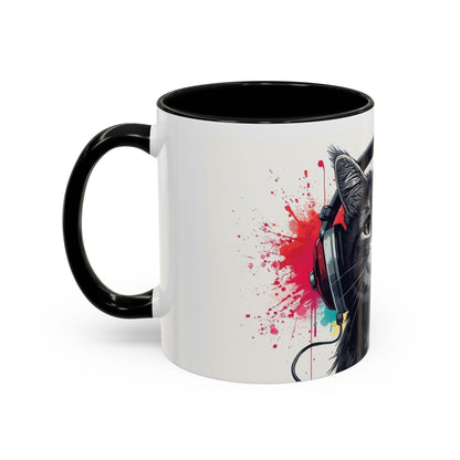 TAZZA Coffee Mug — Colorful Music Kitty Accent Mug (11/15oz)