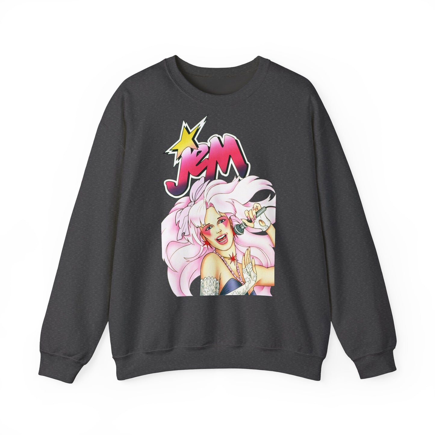 FELPA Jem & The Holograms Graphic Sweatshirt – Retro 80s Pink Cartoon Crewneck