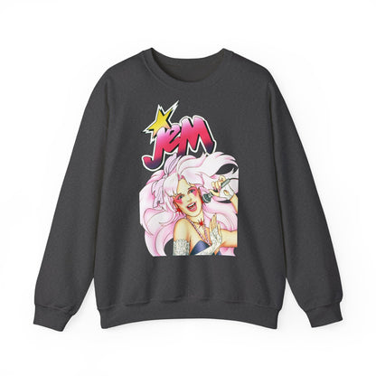 FELPA Jem & The Holograms Graphic Sweatshirt – Retro 80s Pink Cartoon Crewneck