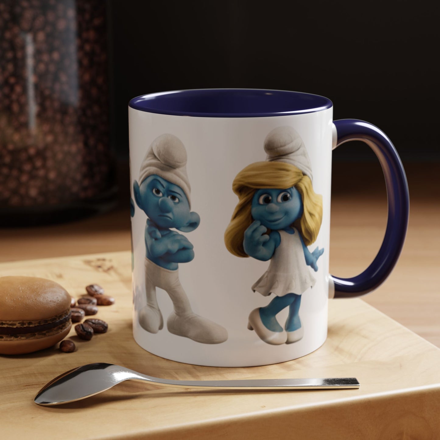 TAZZA PUFFI 3D - Smurf Characters Accent Coffee Mug (11/15oz) — Blue Cartoon Family Coffee Cup