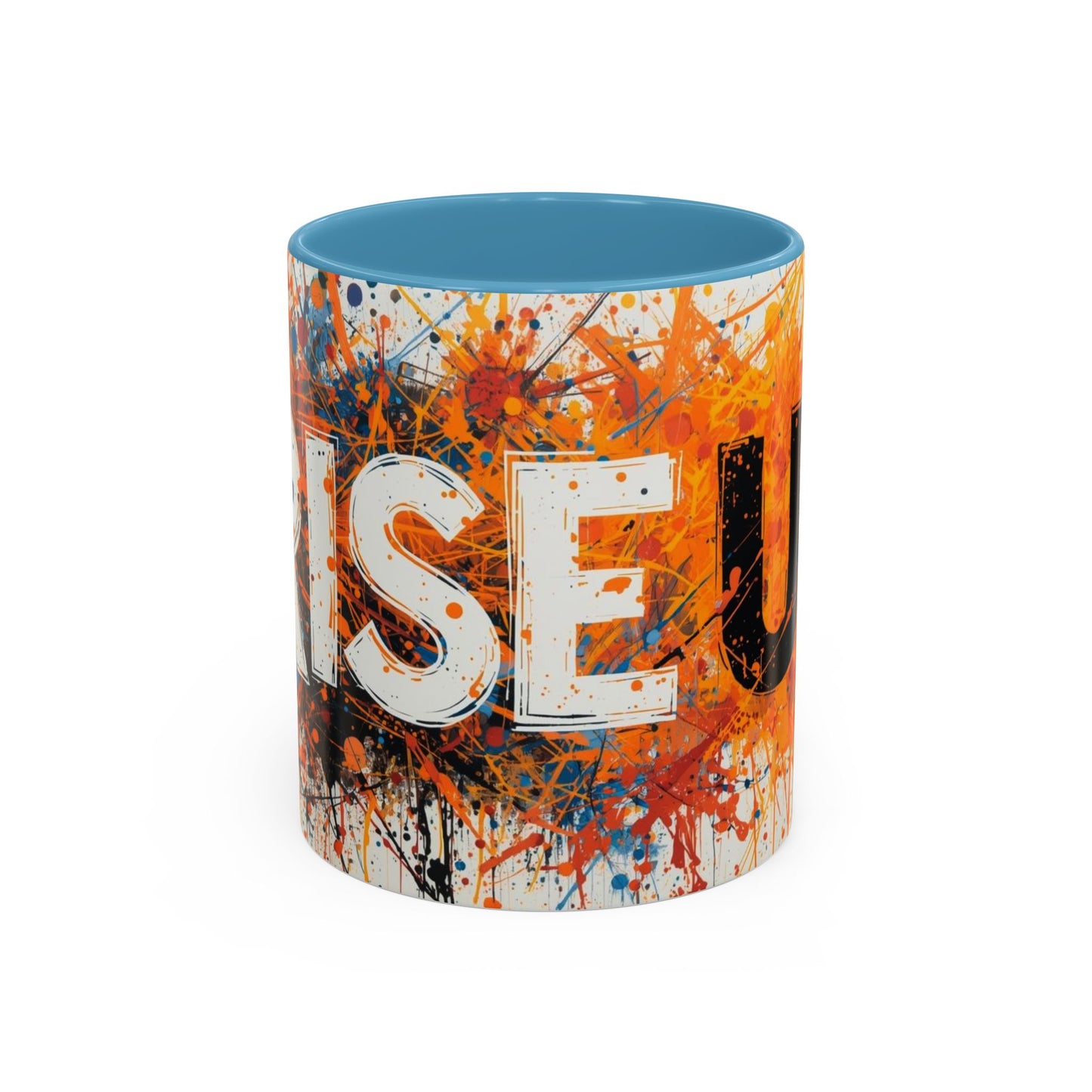 TAZZA Rise Up - Coffee Mug — Bold Orange Paint-Splash Motivational Mug (11/15oz)