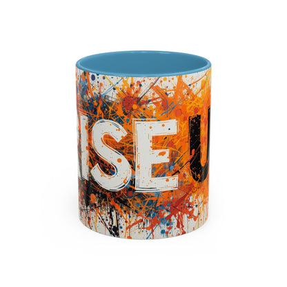 TAZZA Rise Up - Coffee Mug — Bold Orange Paint-Splash Motivational Mug (11/15oz)